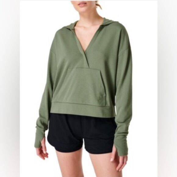Sweaty Betty Tops - Sweaty Betty After Class Salix Green Relaxed Fit Hoodie Size M Top Sweatshirt